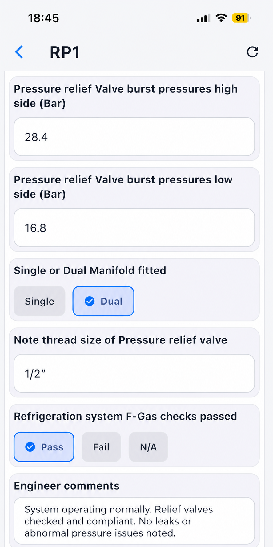 Arctick Field User maintenance sheet